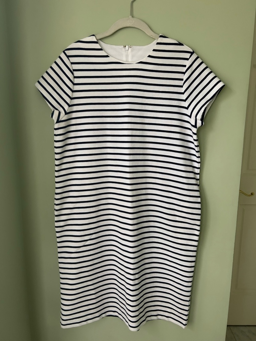 Ralph Lauren Navy and White Striped Midi Shift Dress